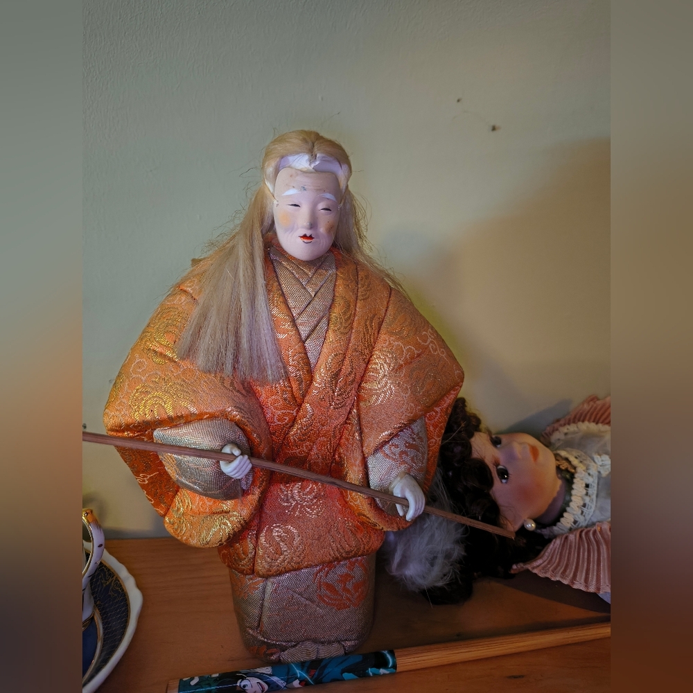 Orange and White Historical Doll with Accessories